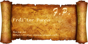 Fráter Panna névjegykártya